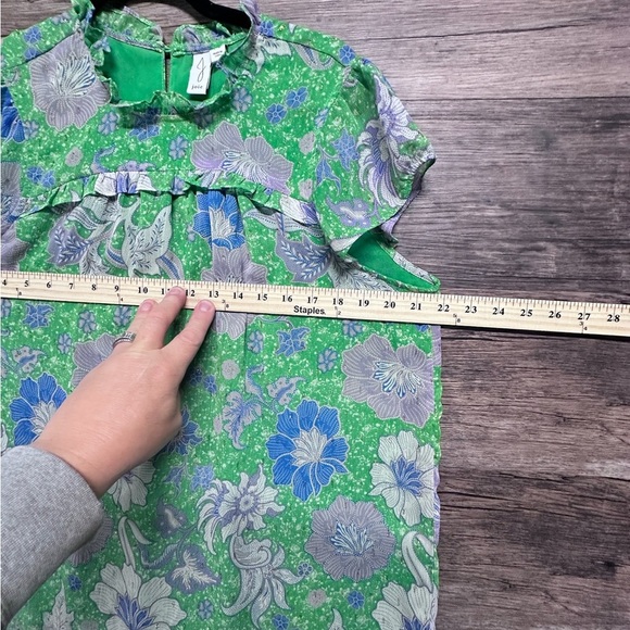 Joie Green and Blue Floral Blouse - Picture 6 of 9